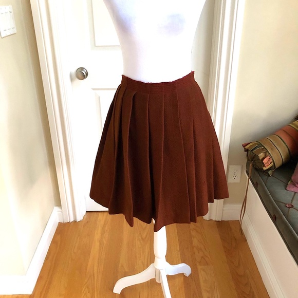 Miu Miu Wool Pleated Mini Midi Skirt (Italian 40, ~ S) FLAWED - Picture 1 of 11